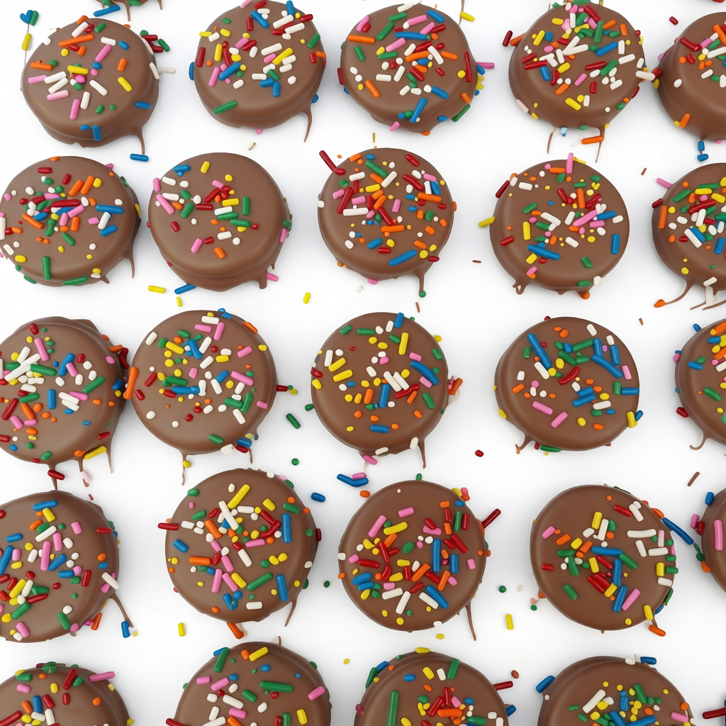 Sprinkled Chocolate Coated Sandwich Cookies (Oreo)